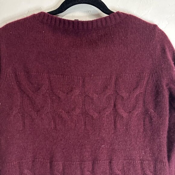 Lafayette 148 New York Maroon Cashmere Cable Knit Sweater Womens Size Medium - Picture 10 of 10